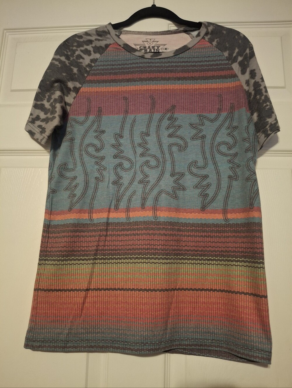 CRAZY TRAIN Multicolor Striped Short Sleeve Top